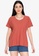 Freego orange Stripe Slub Poly Cotton T-Shirt with High-Low Hemline DF261AA4639C8CGS_1