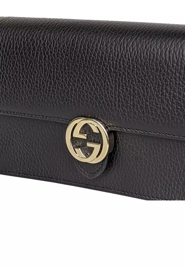 GUCCI Gucci Icon GG Interlocking Wallet On Chain Crossbody Bag Black ...