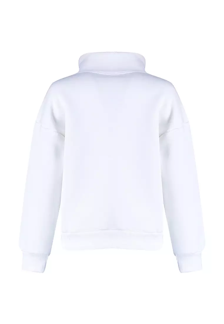 White on sale fleece sweatshirt