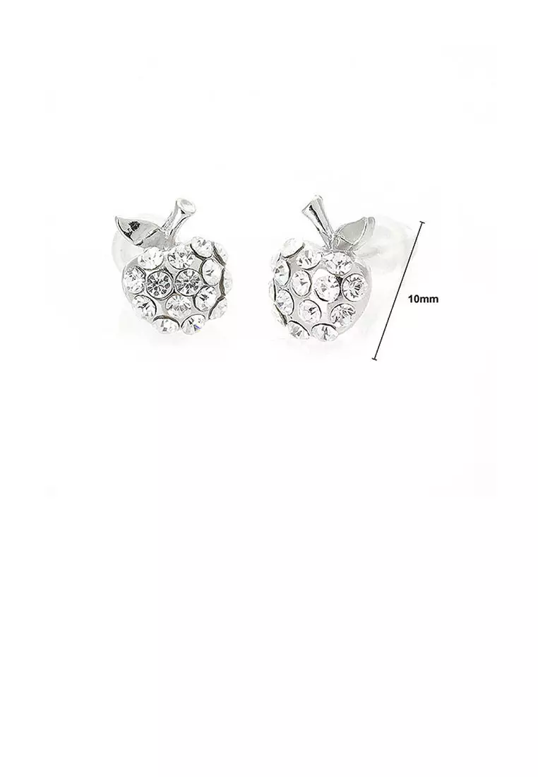 Glistening Apple Earrings with silver Austrian Element Crystals