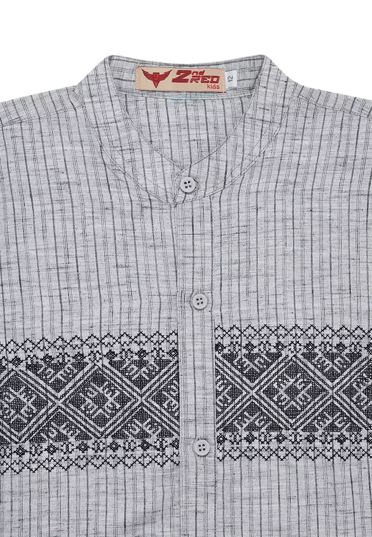 Baju Koko Set Anak Laki Garis Hitam - MODERN