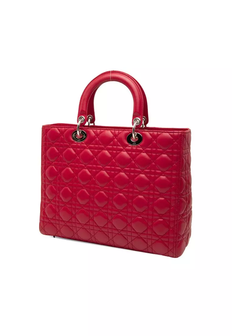 Pre-Loved Dior Large Lambskin Cannage Lady Dior