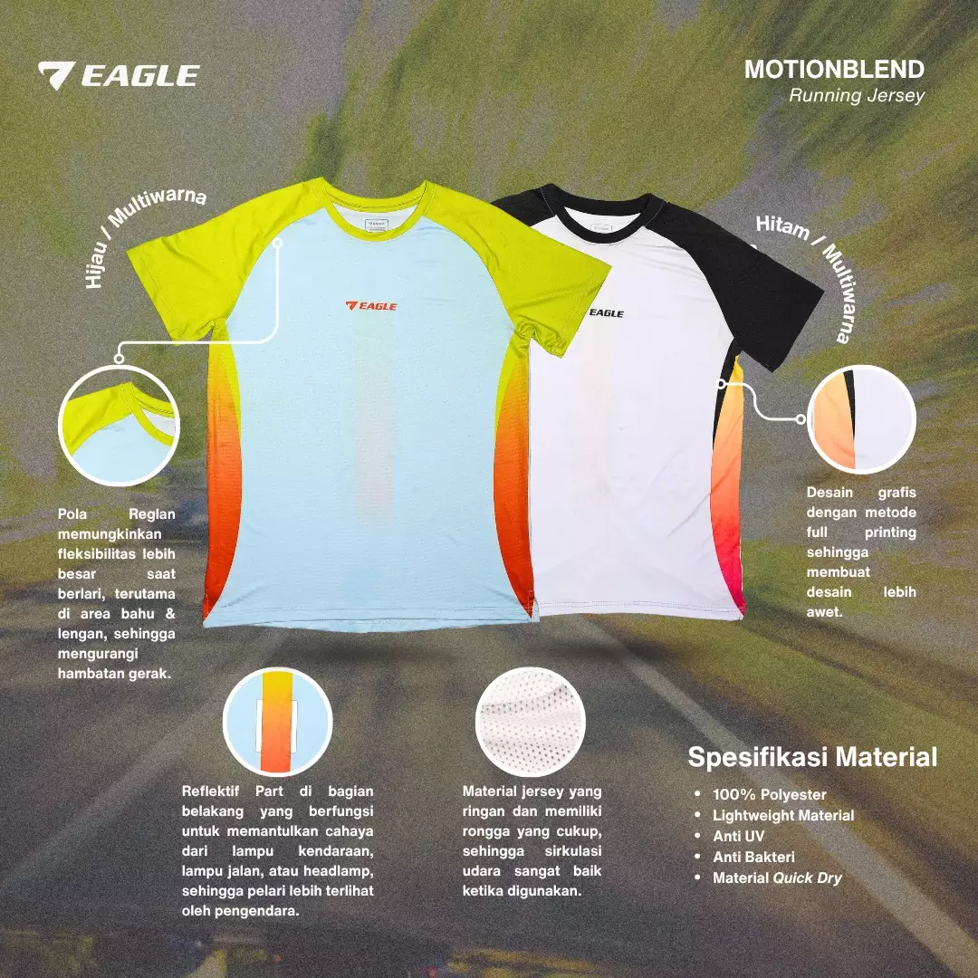 Eagle Running Jersey Motion Blend – HITAM/MULTIWARNA