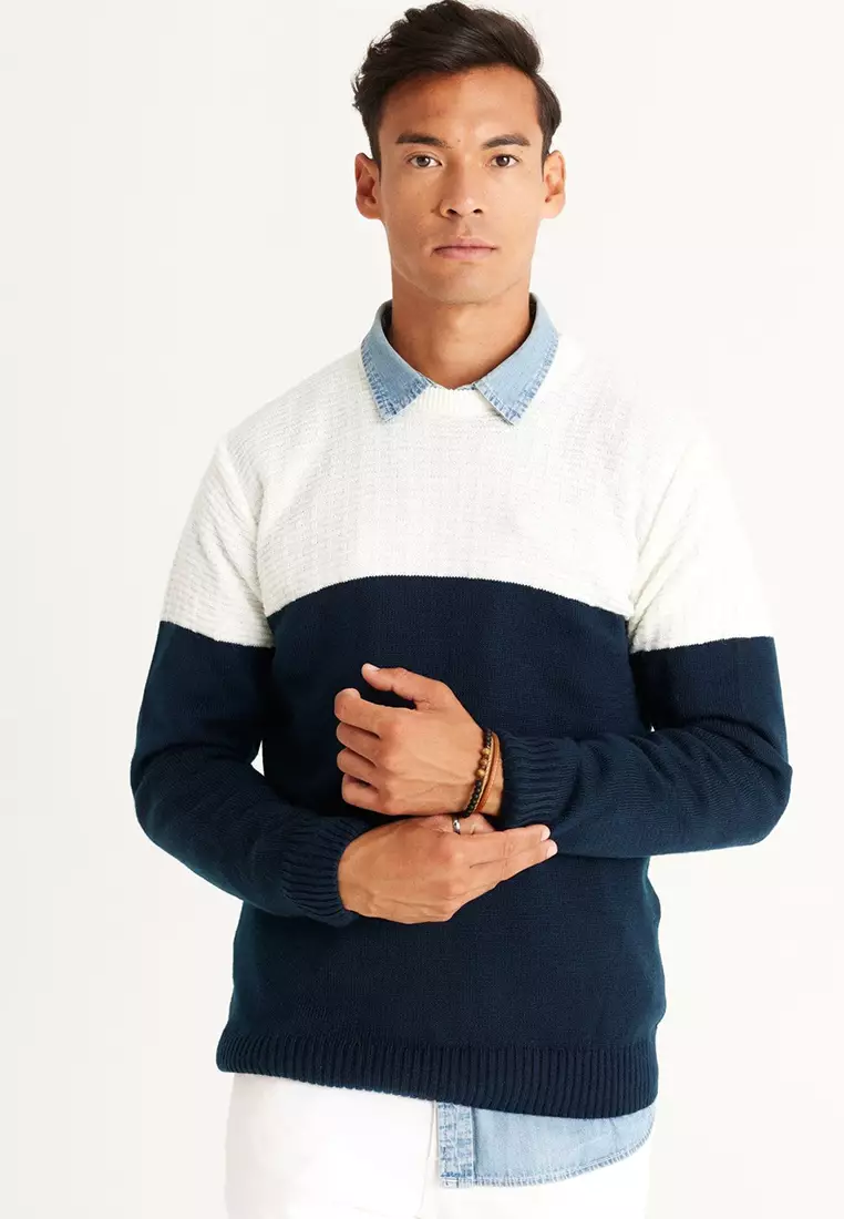 Crew Neck Patterned Knitwear Sweater