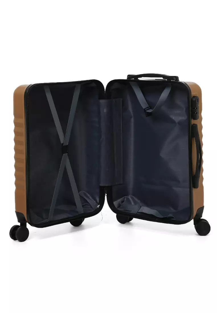 Carlton Koper Unisex Size 20 Inch Travel Bag Large Compartment Kunci Kode Angka Material Fiber ABS ORIGINAL - Gold