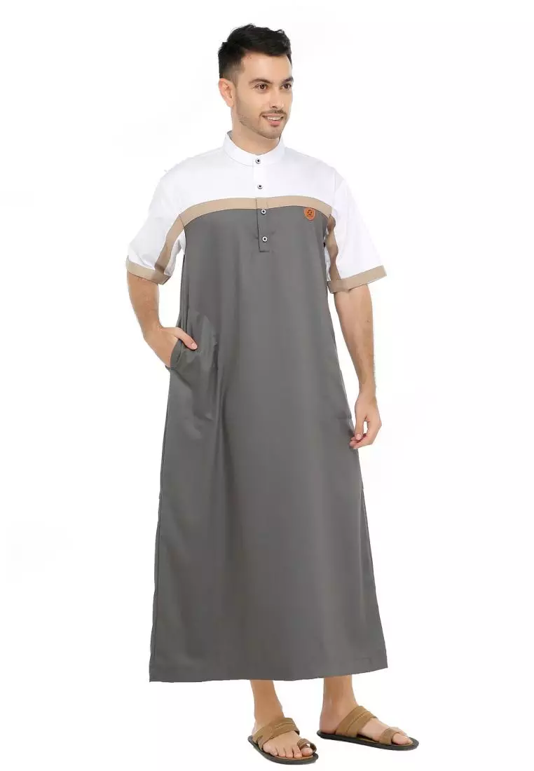 Jubah Gamis Muslim Pria Ghifari - Abu Tua