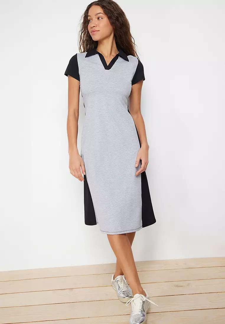 Trendyol Women Midi A-Line Regular Fit Knit Dress, Women Midi A-Line Abito in Maglia dalla vestibilità Regolare Donna, Beige