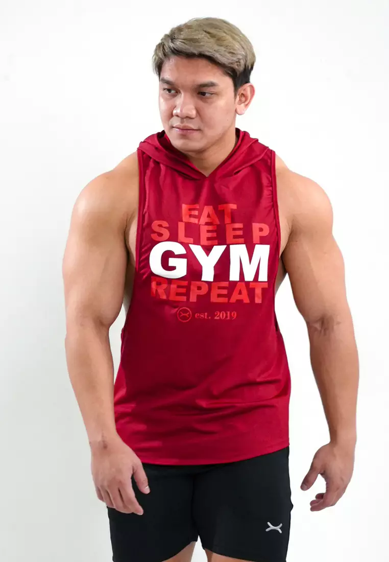 Hoodie Super Deepcut Eat Sleep Gym Repeat series Maroon