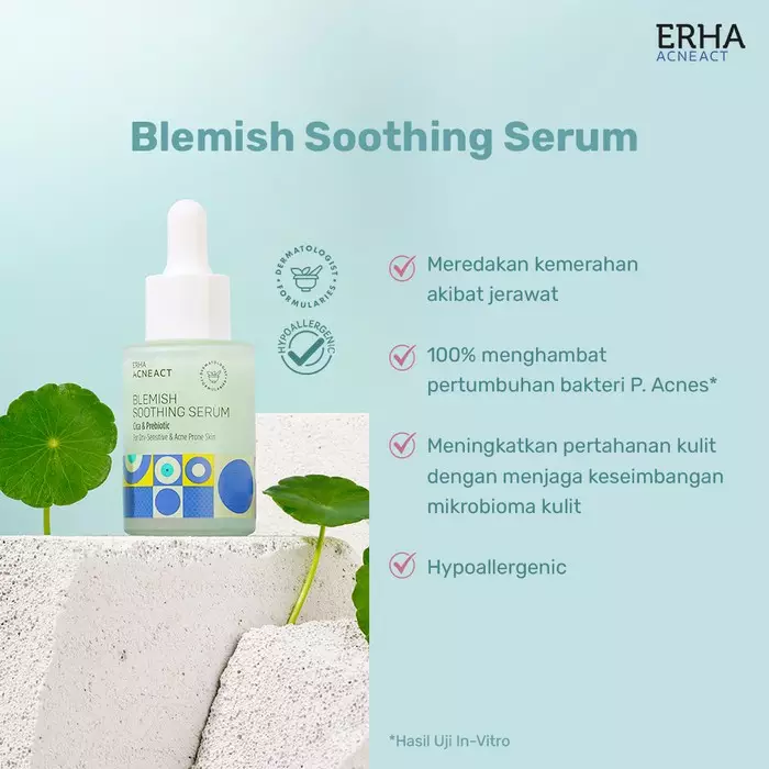 ERHA Acneact Blemish Soothing Serum 30 ml - Serum untuk Kulit Kering Berjerawat | Cica | Prebiotic
