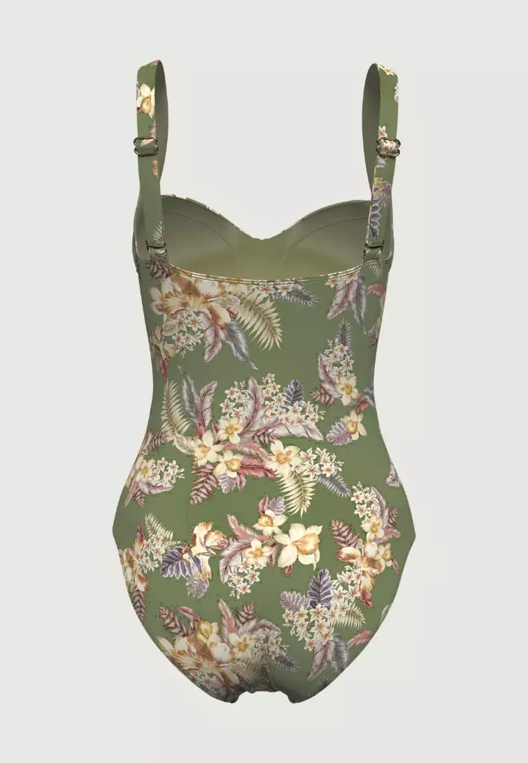 Desert Tropics Olive Plus Cup Ruched Onepiece