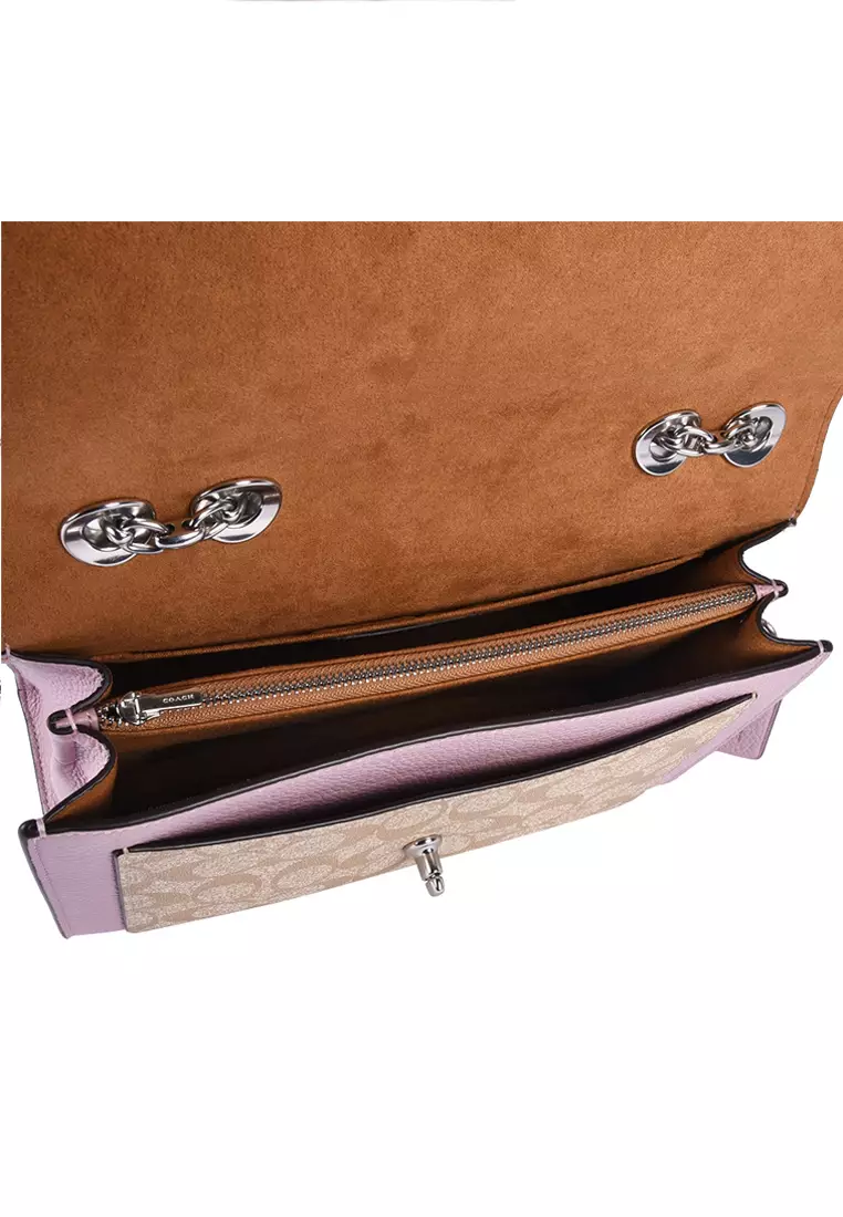 Lane Shoulder Bag In Signature Canvas - Light Brown/Ice Purple