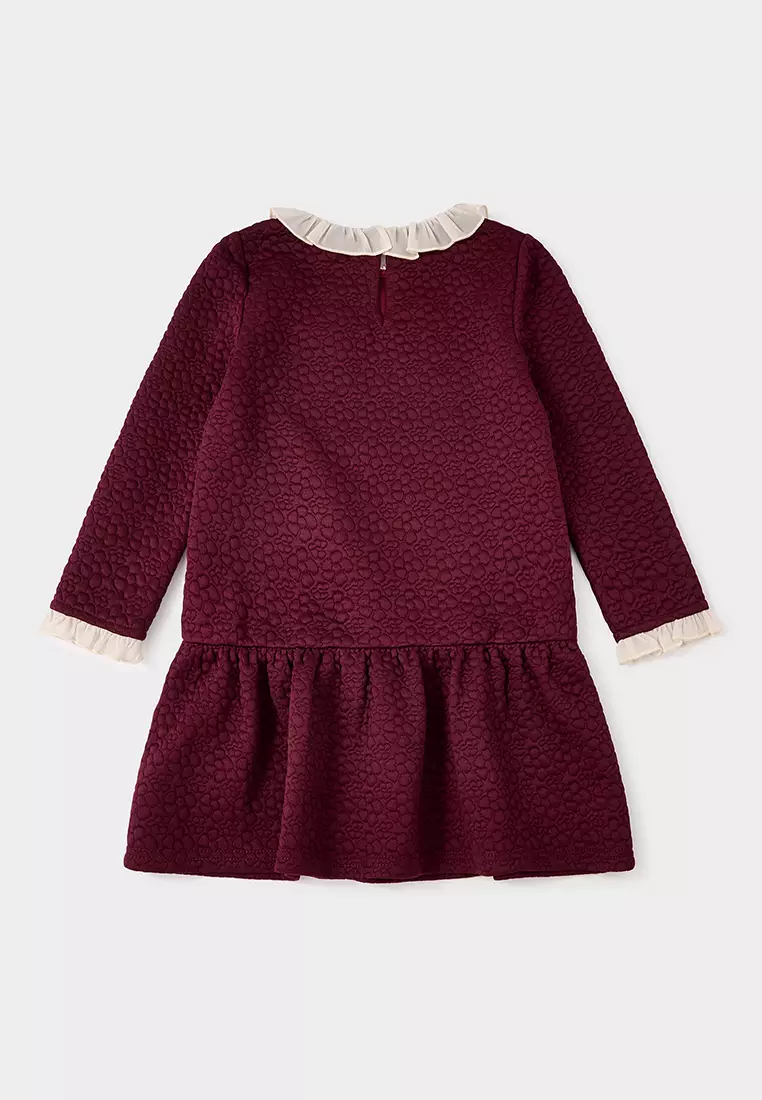 Millie 酒紅色刺繡毛衣洋裝