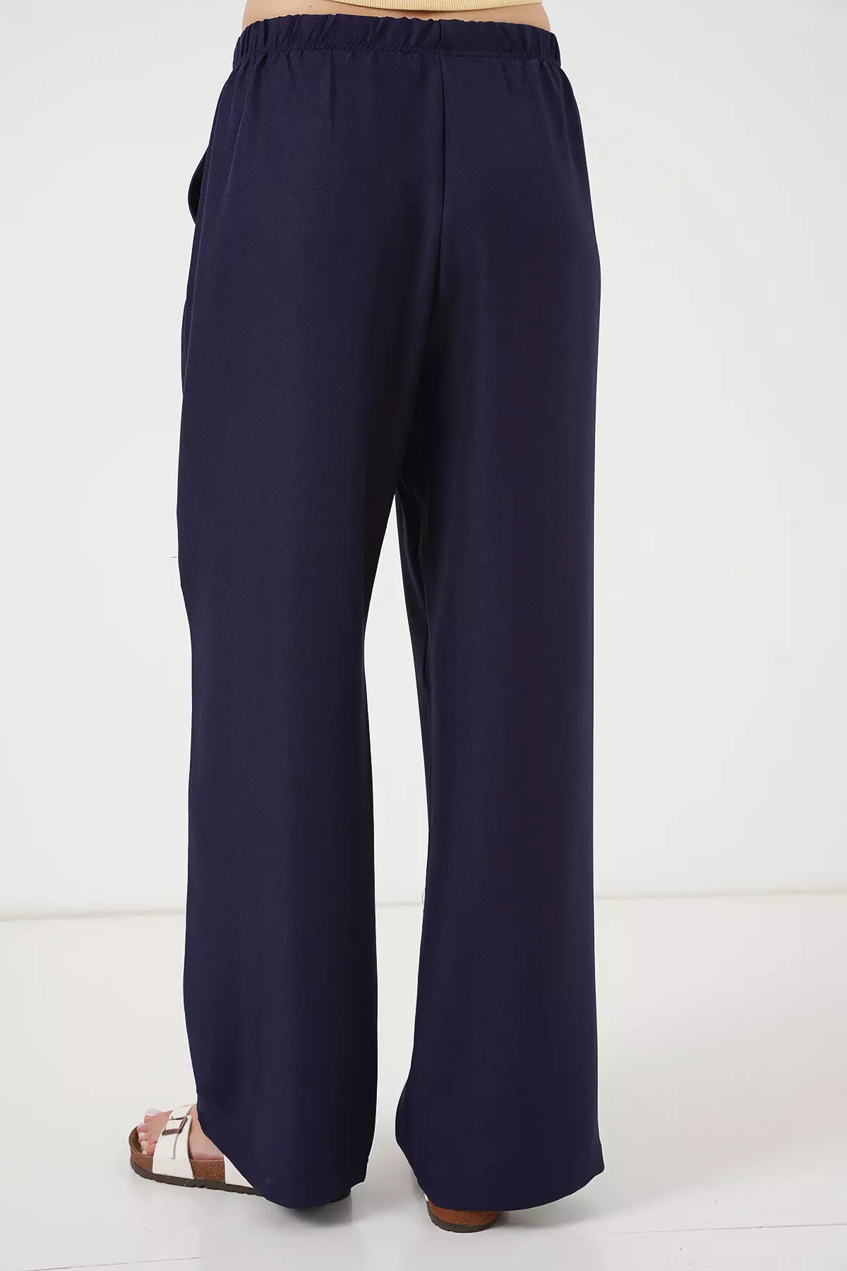Wide Leg Linen-Look Trousers
