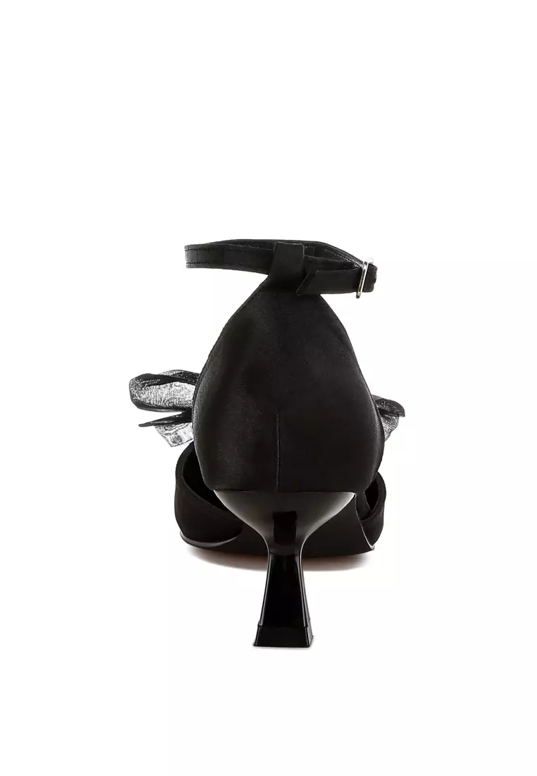 Sandal Satin Detail Pita Warna Hitam