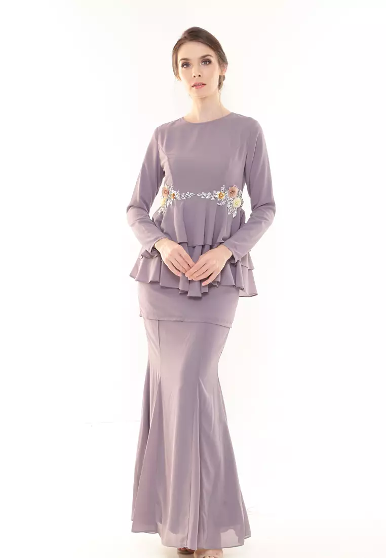 Helenna Peplum Modern in Dusty Purple Grey