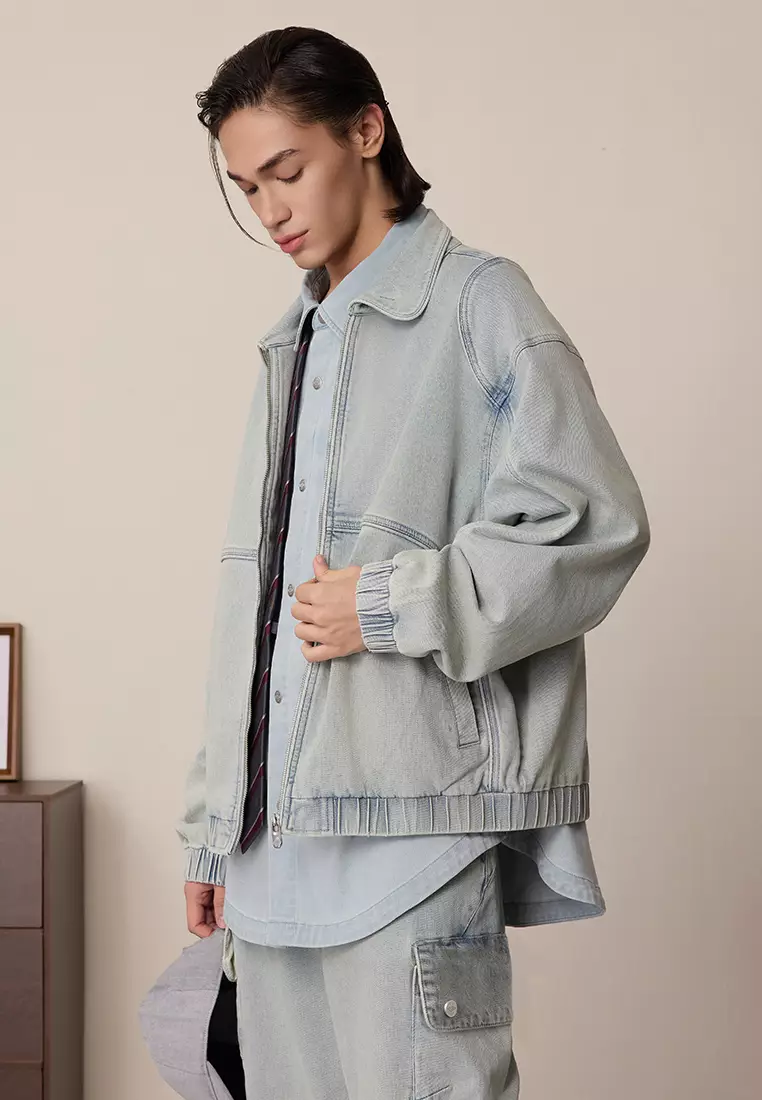 MEN'S PALLADIUM LOGO DROPPED SHOULDERS DENIM JACKET