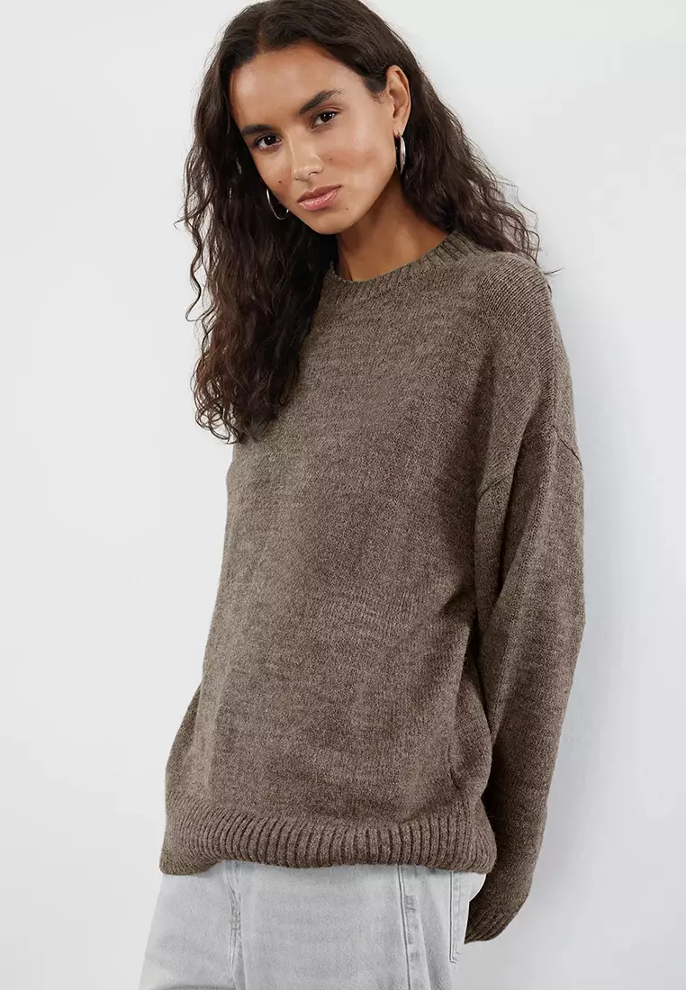 Mink Wide Pattern Crew Neck Knitwear Sweater TWOAW25KZ00168
