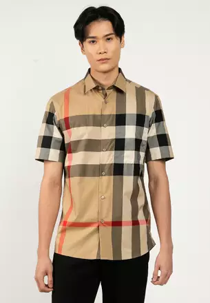トップス Burberry shirt short sleeves Short sleeve shirt with check pattern | Emporium
