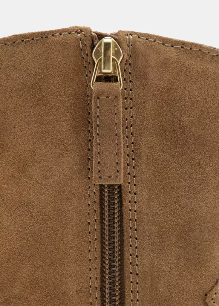 Suede Block-Heel Boots