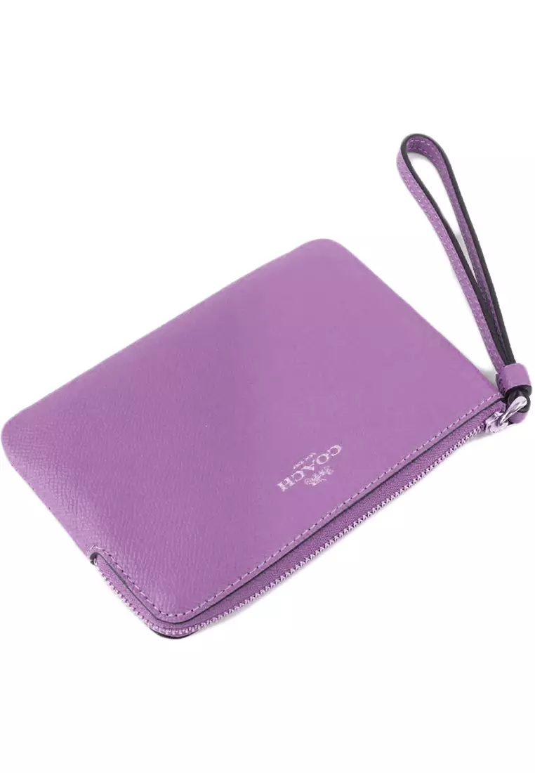 Purple coach wristlet wallet clearance