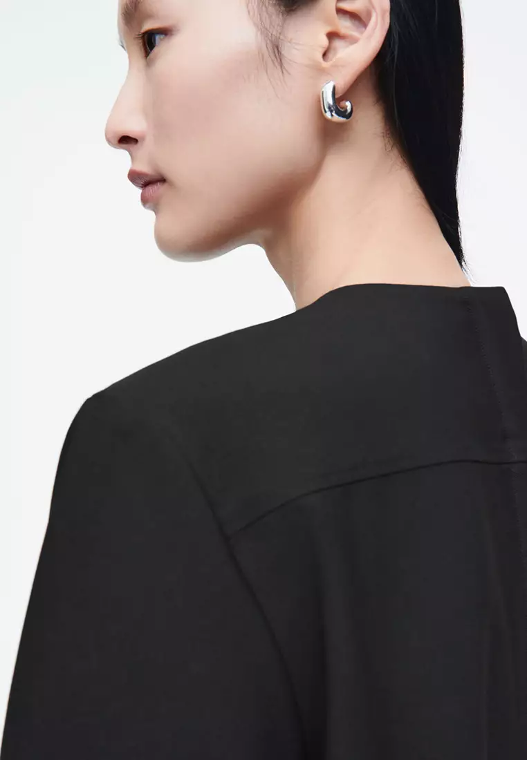 Gathered Wool-Blend Midi Dress