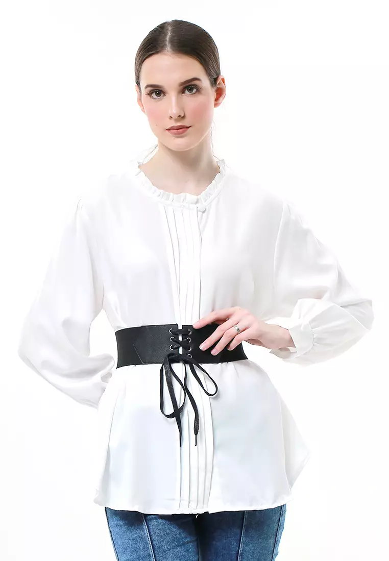 Alexa Ikat Pinggang Wanita Gesper Tali Pita Fashion Belt Material Karet ORIGINAL - Black