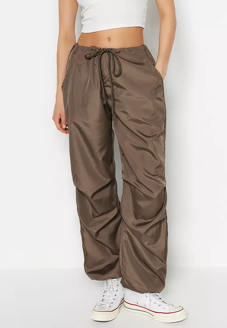 its basic Women's Lemon Yellow Color Elastic Waist and Leg Jogger Fit Cargo  Pants - Trendyol