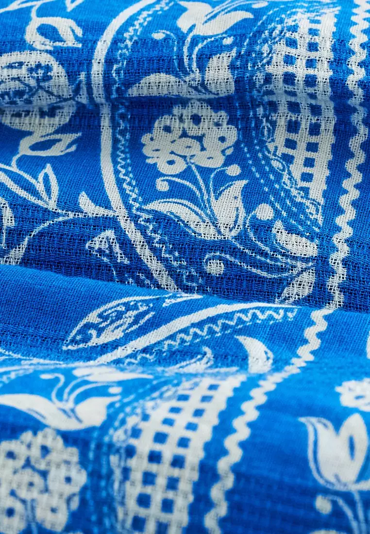 Linen Blend V-Neck Summer Mini Dress