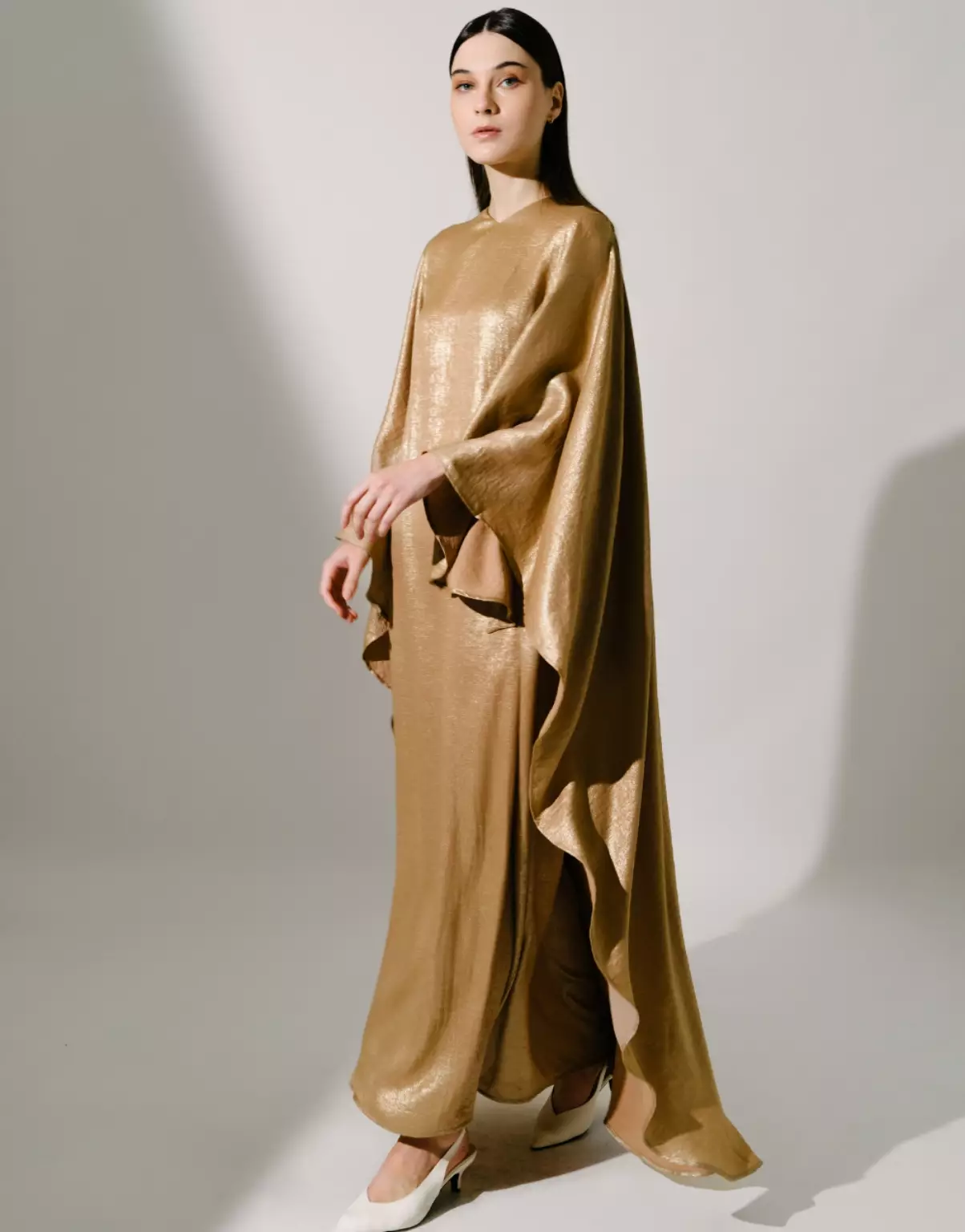 Demure Signature - SARA KAFTAN IN SHIMMER TAUPE - LIMITED EDITION - SHIMMER SILK -  DRESS