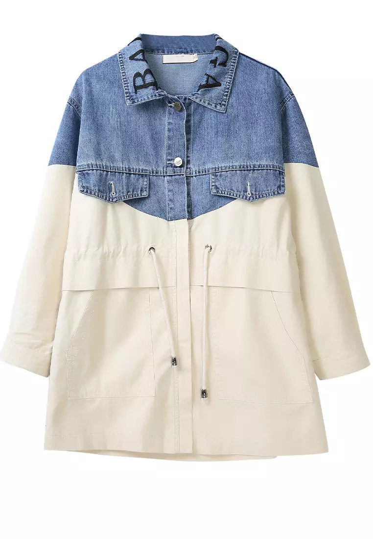 Girls long hot sale denim jacket