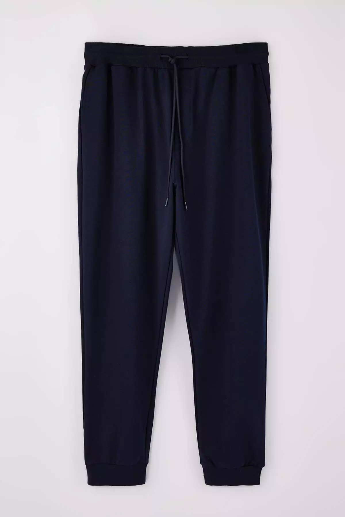 Navy Blue Plus Size Regular/Normal Fit Jogger Basic Cotton Sweatpants Tmnaw24Aj00003