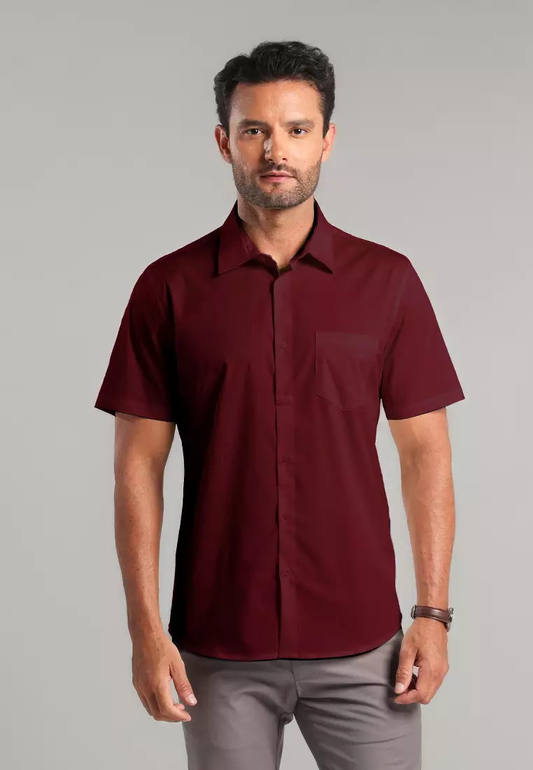 MOC - Kemeja Lengan Pendek Pria Bolivia - Maroon