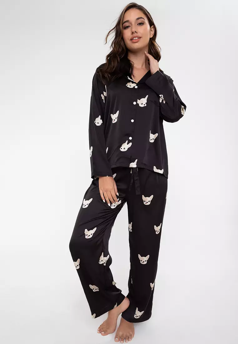  Black Cat Women's Pajama Set Long Sleeve Sleepwear