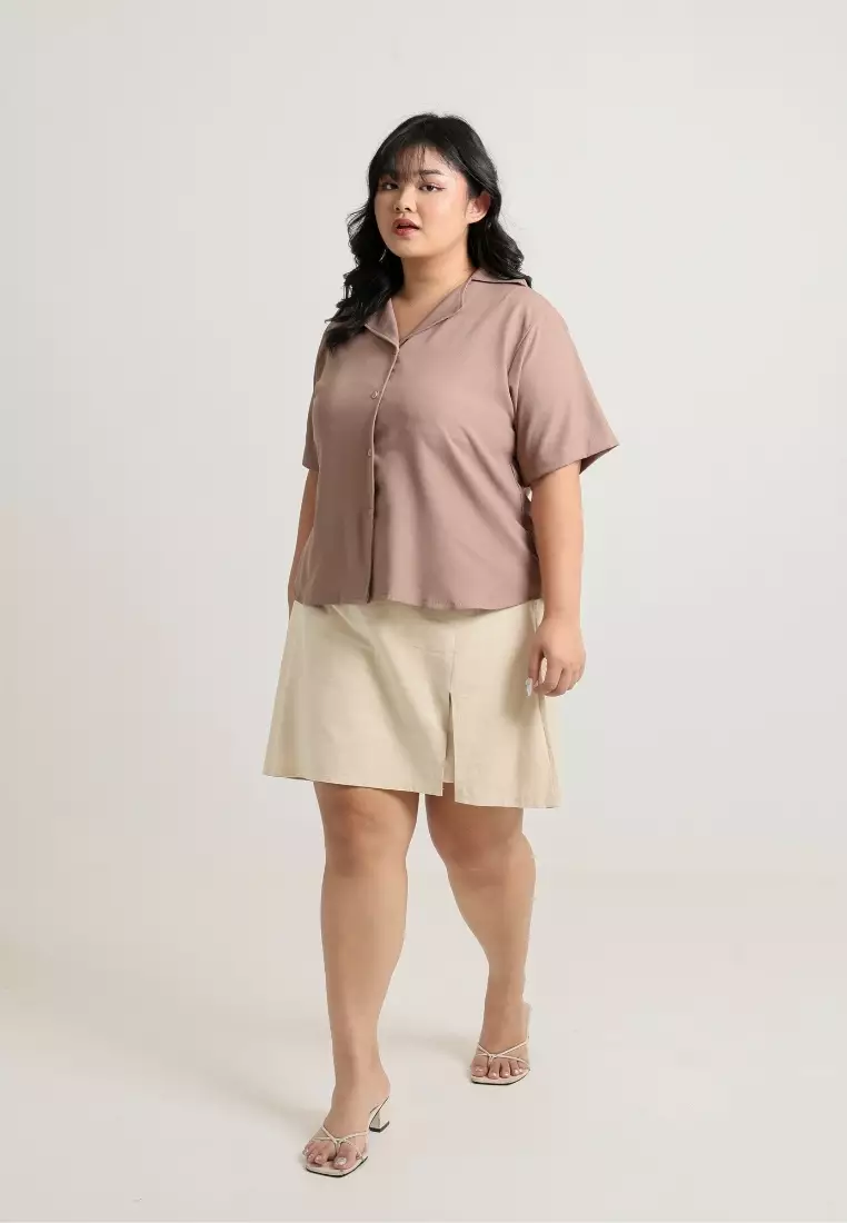 Plus Size Short Sleeve Shirts Fion Toasted Almond