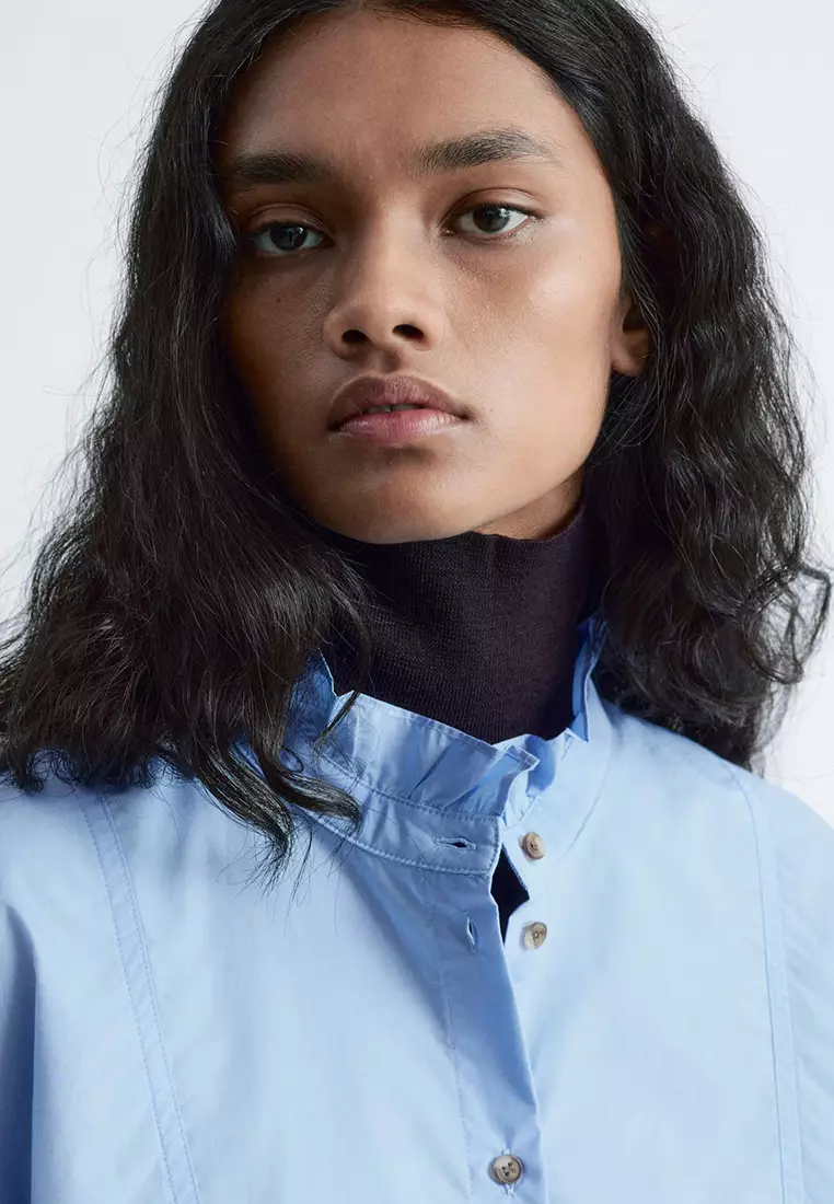 Long Stand-Collar Cotton Shirt