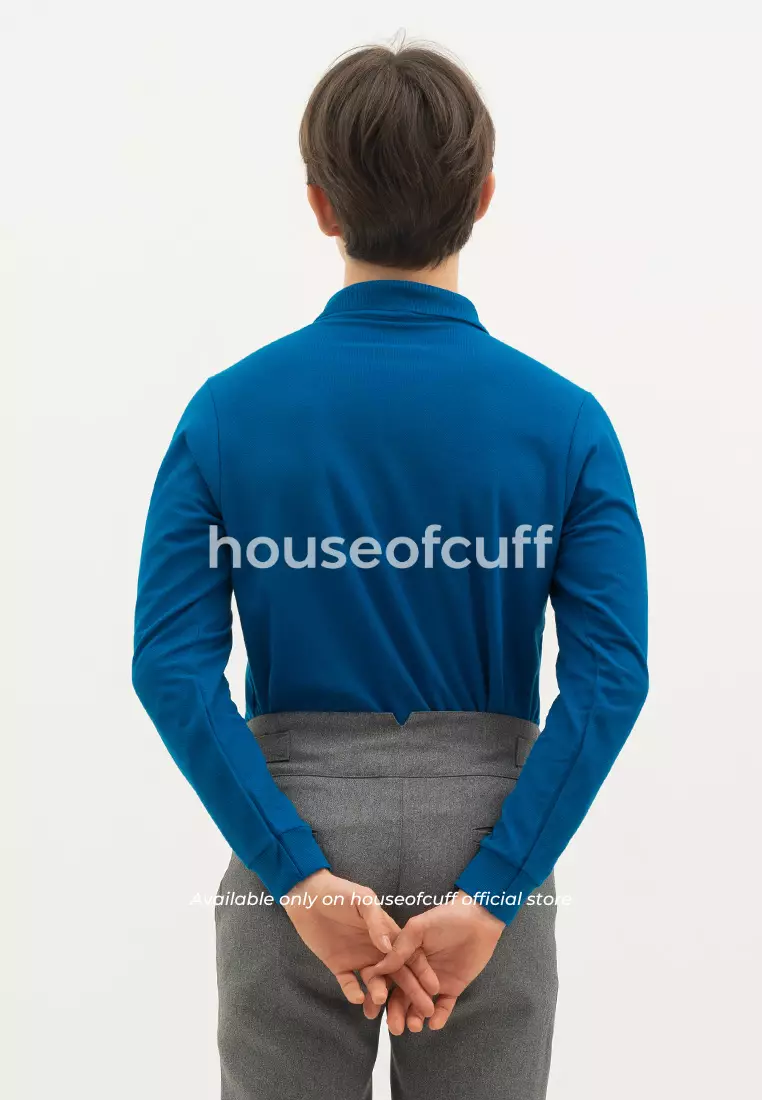 Houseofcuff polo shirt kaos kerah polo lengan panjang slim fit Biru