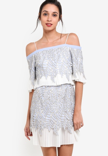 Buy TOPSHOP Leaf Pleat Bardot Dress | ZALORA HK