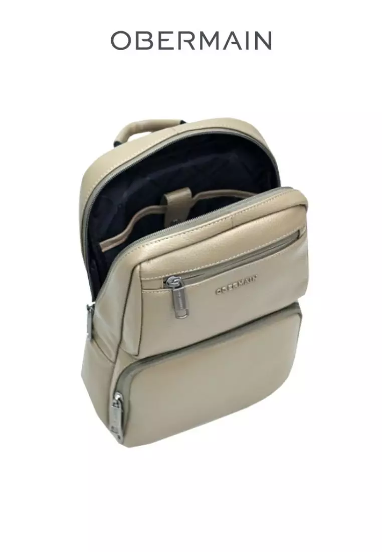 Men's Chest Bag Genuine Leather Taupe