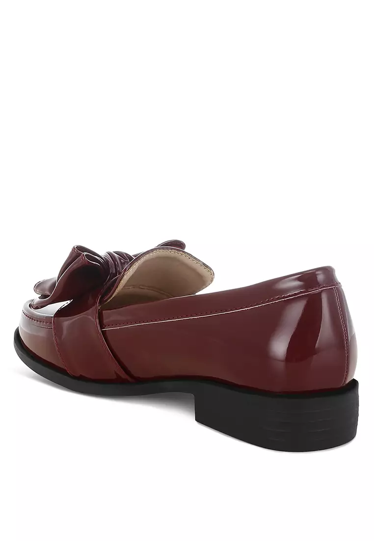 Classic Chunky Bow Loafers in Burgundy