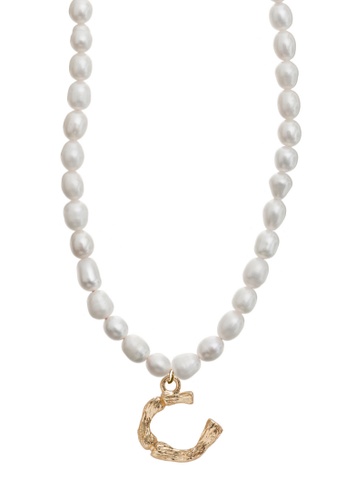 Timi of Sweden gold Pearl and Bamboo Letter Necklace C CEC6FACE5862E3GS_1