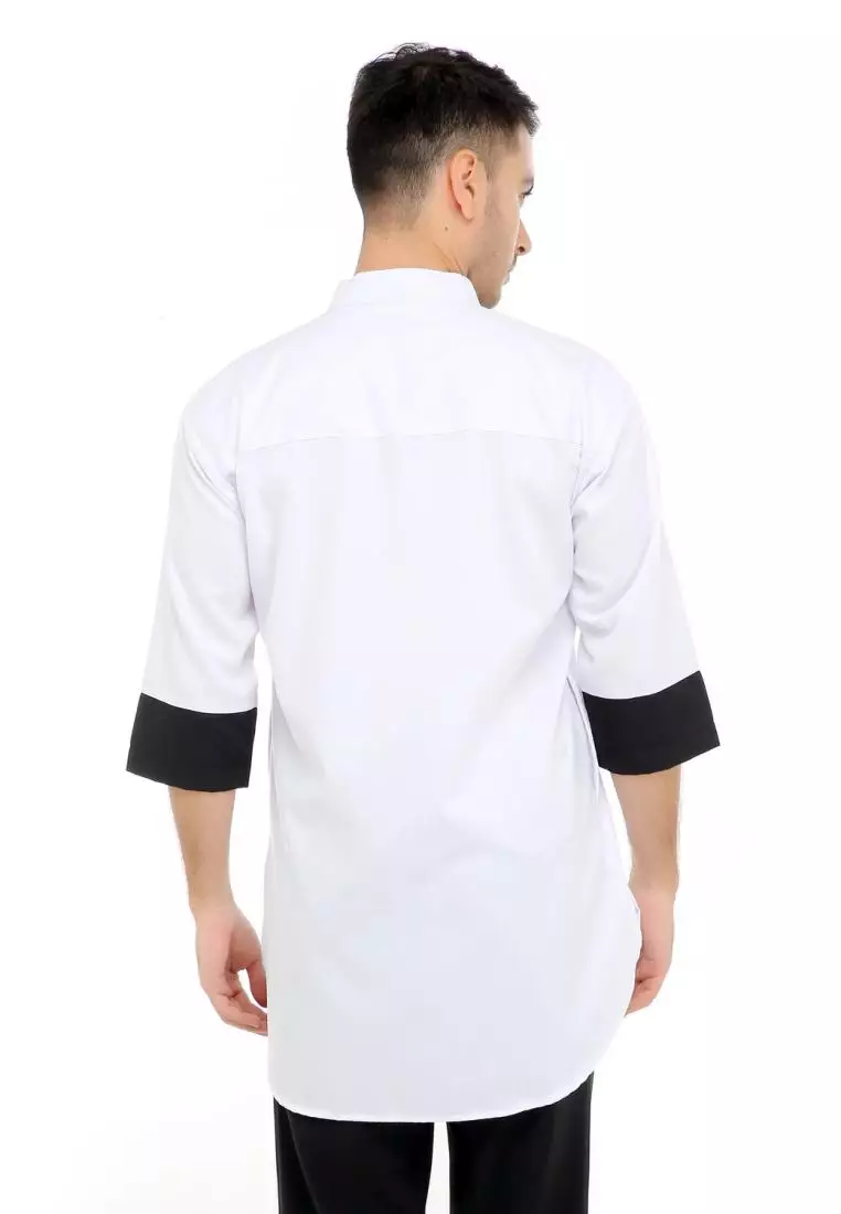 Baju Koko Gamis Muslim Pria Mauza - Putih