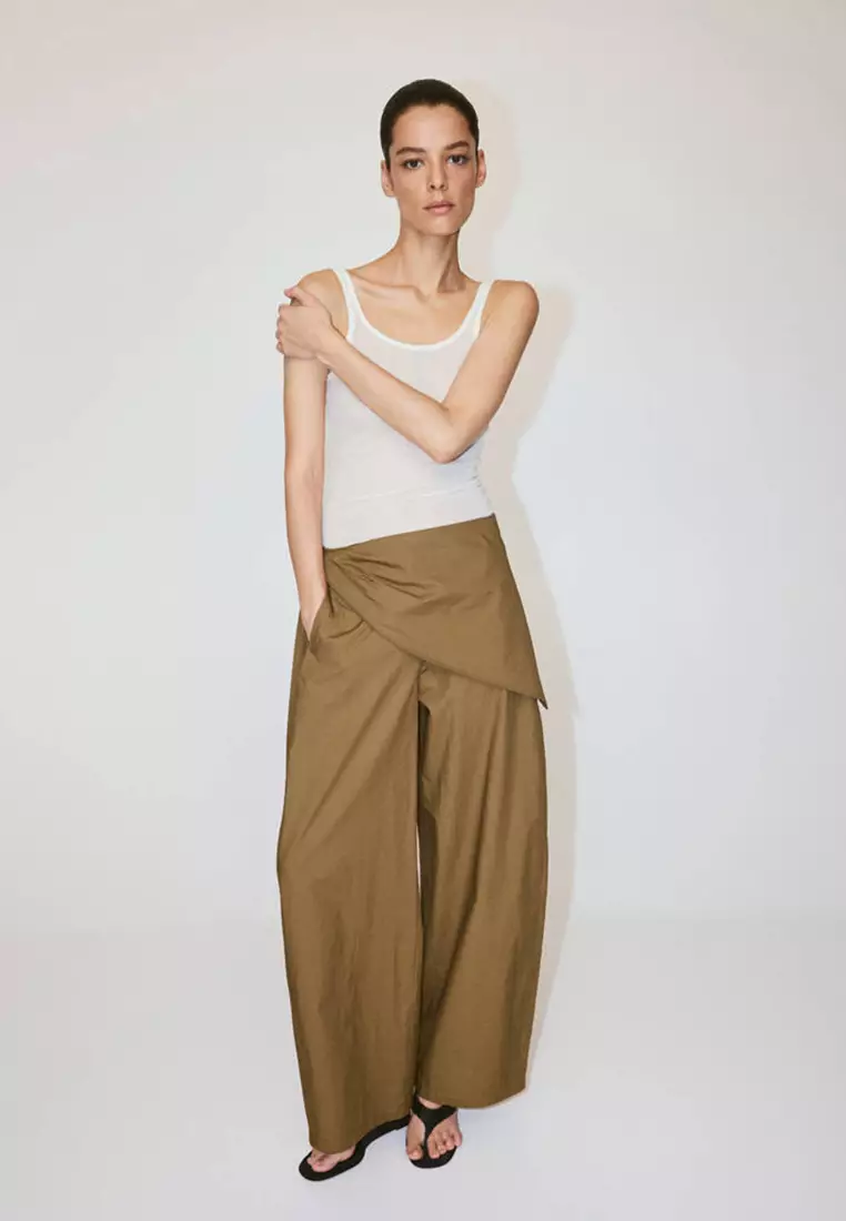 Straight-Leg Trousers With Detachable Scarf