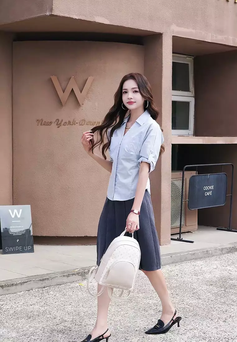 Women's Monogram Mini Backpack (Tas Ransel Wanita & Tas Punggung Wanita) - Putih