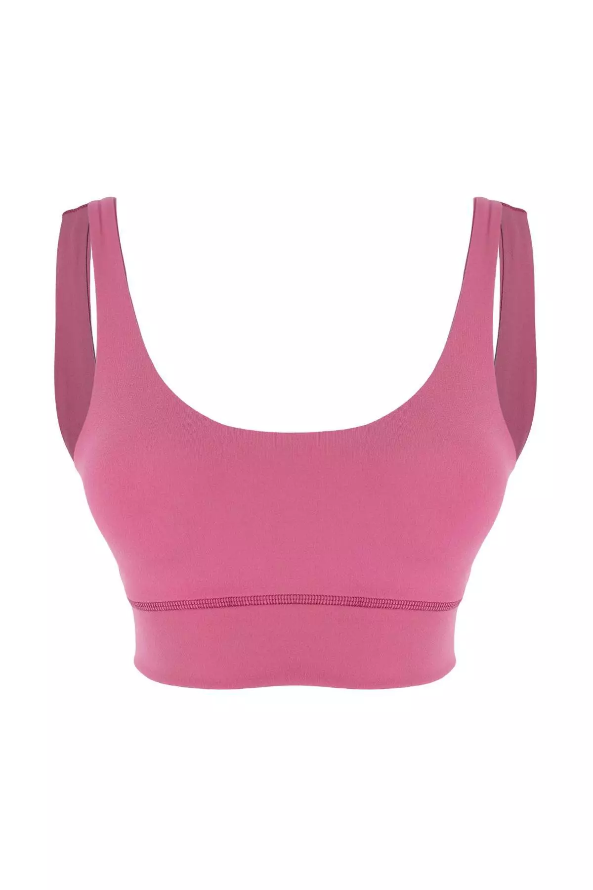 Dark Pink Brushed Soft Fabric Supportive/Contouring Thick Strap Knitted Sports Bra Thmss24Ss8