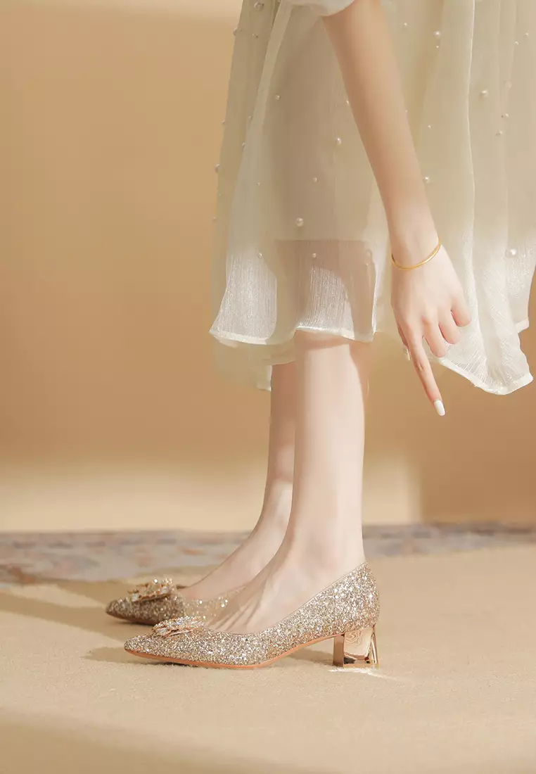 5CM Rhinestone Buckle Chunky Heel Shoes IF5306-3