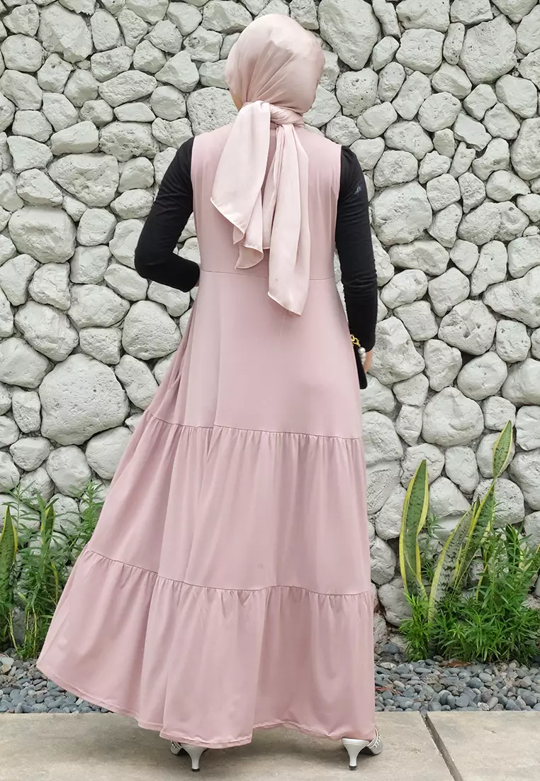 JV Hasanah Sheilla Ruffle Sleeveless Jersey Dress | Gamis Kensy Susun Jersey