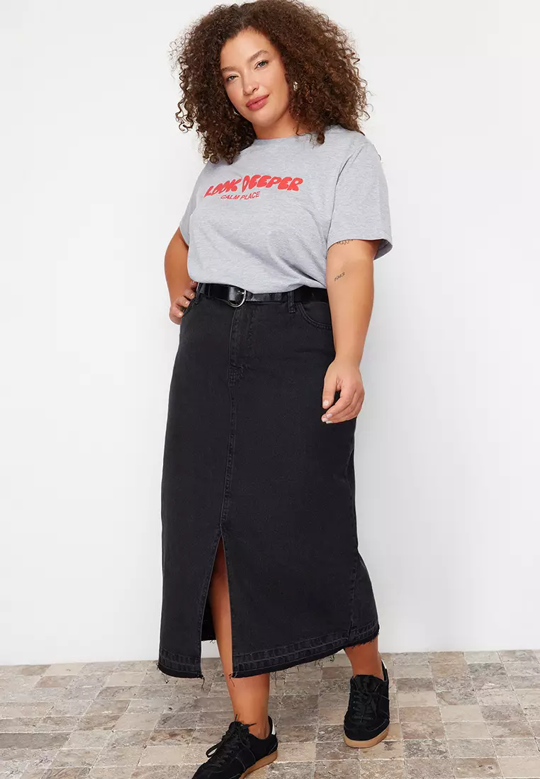 Classic Denim Midi Skirt