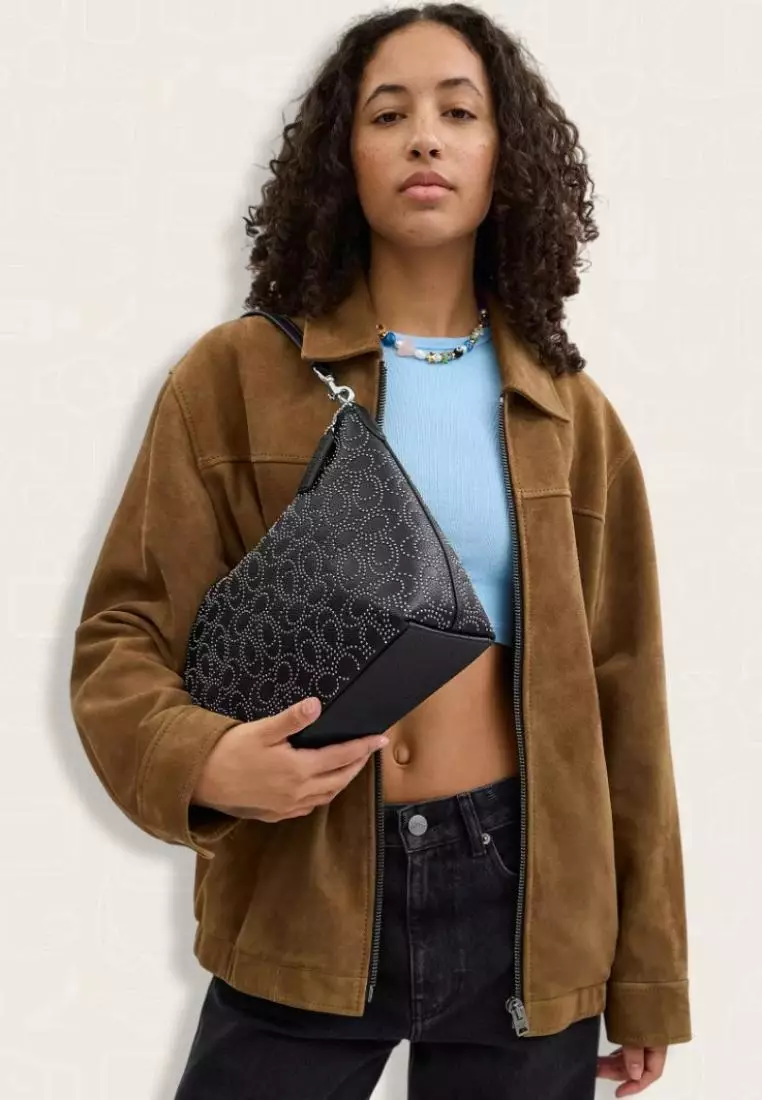 Coach Laurel Shoulder Bag With Signature Rivets Black