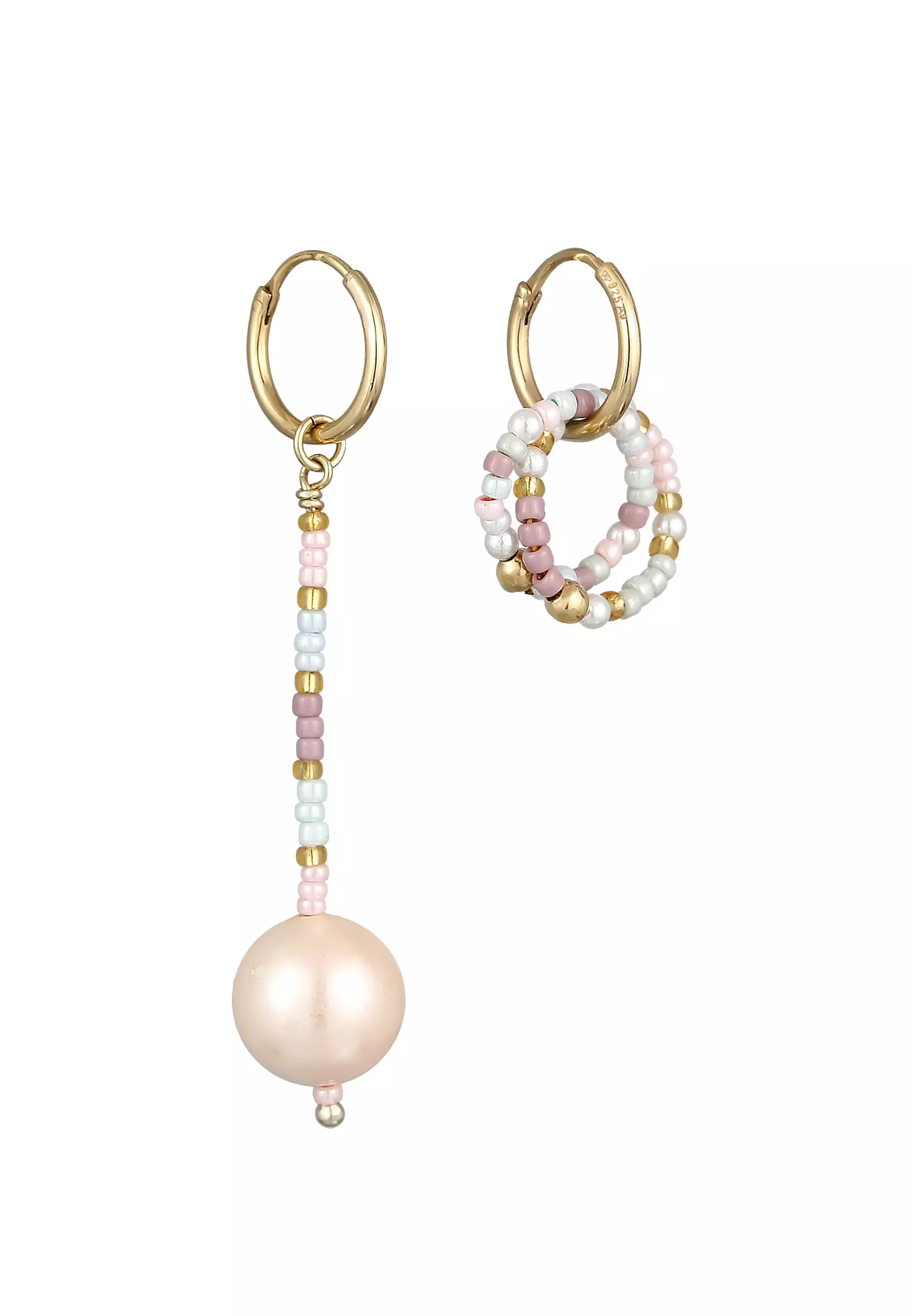 Earrings Creole Shell Pearl Copper Multicolour