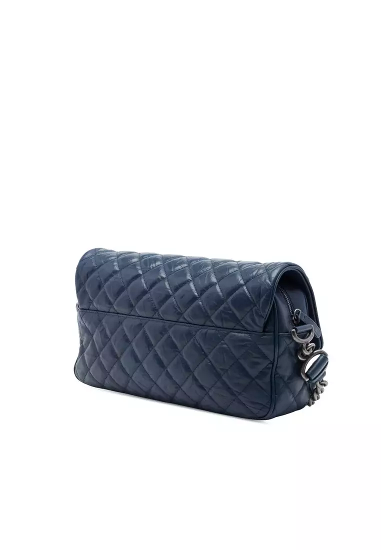 Pre-Loved Chanel Medium Quilted Crumpled Calfskin Airlines Casual Rock Flap